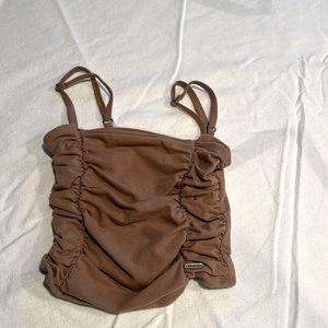 hollister brown ruched cropped tank- JM